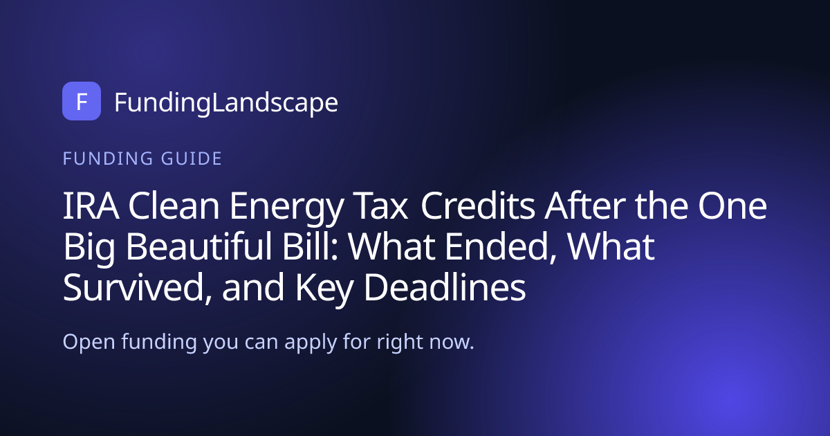 IRA Clean Energy Tax Credits After the One Big Beautiful Bill: What ...