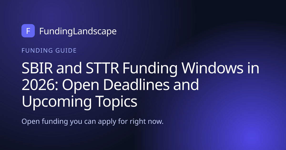 SBIR and STTR Funding Windows in 2026: Open Deadlines and Upcoming ...